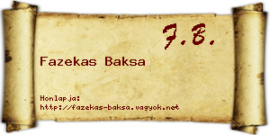 Fazekas Baksa névjegykártya